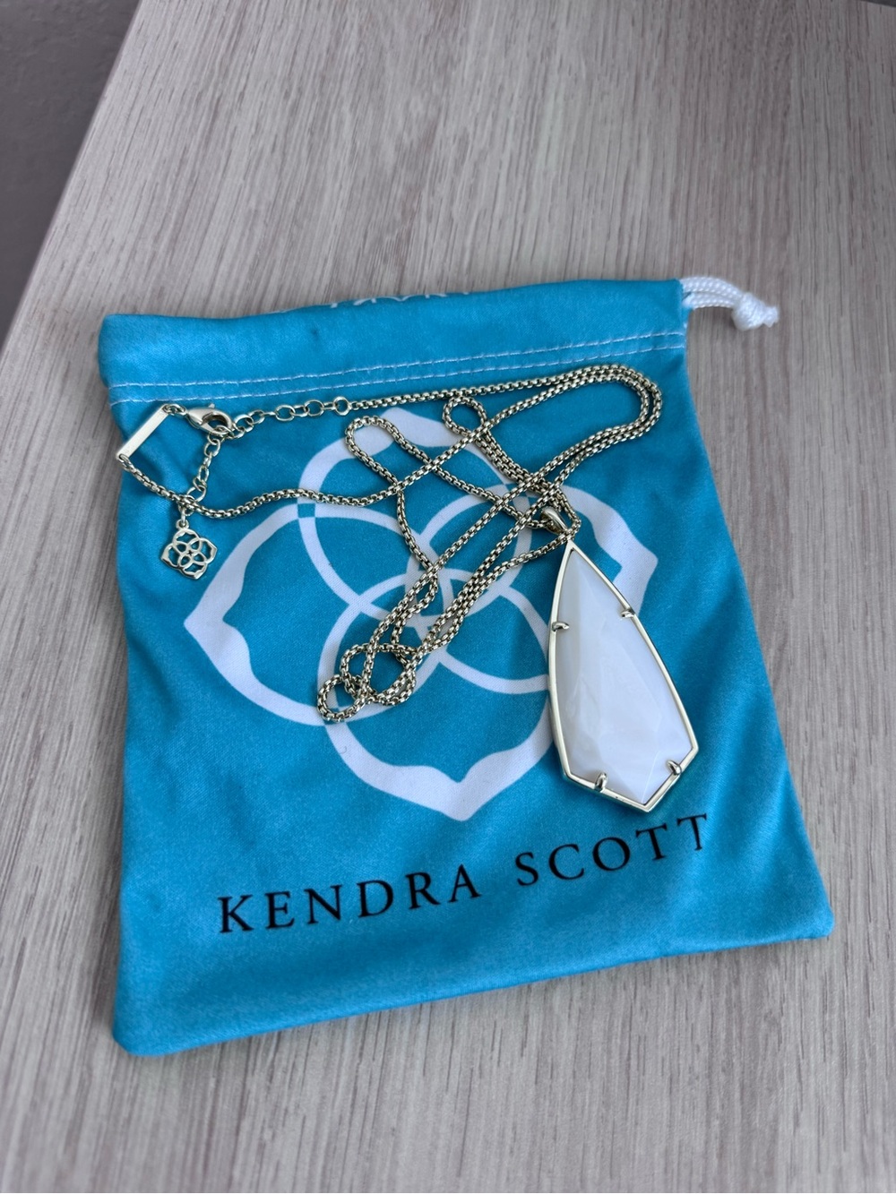 Kendra Scott Gold Necklace with White Faceted Pendant